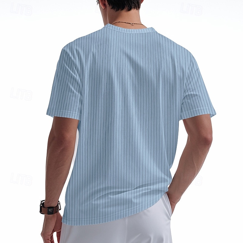 Men's T Shirt Henley Shirt Tee Short Sleeve Shirt Short Sleeve V Neck Summer Plain Fashion Designer Basic Jacquard Vacation Street Going out Black White Khaki Top Tee for Men 2025 - $16.49 –P11