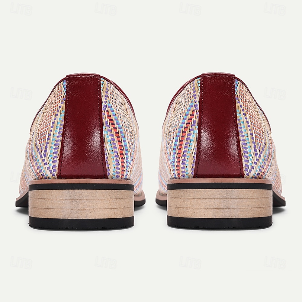 Herr Tofflor och Slip-Ons Promenad Affär Ledigt PU Läder Vävd nylon Andningsfunktion Bekväm Halksäker Loafers Vin Sommar Vår 2025 - $46.99 –P6