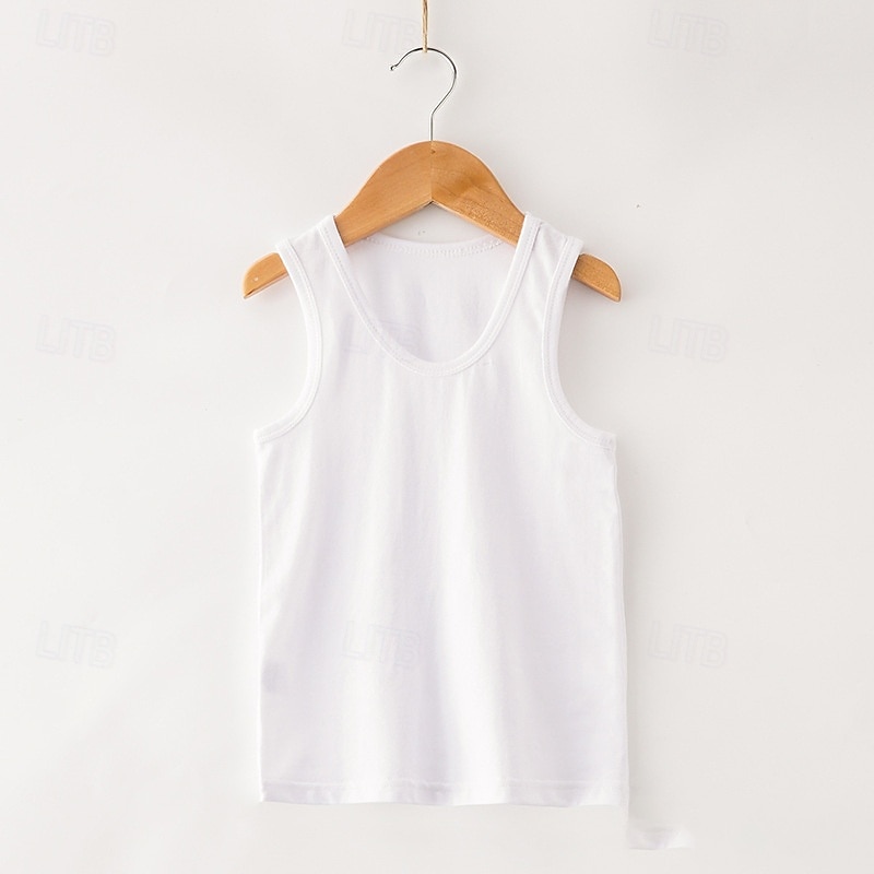 Gyerekek Fiú Tank Tee Tömör szín Ujjatlan Gyermek Top Alkalmi Alap Nyár Fehér 4 év + 2025 - $13.99 –P1