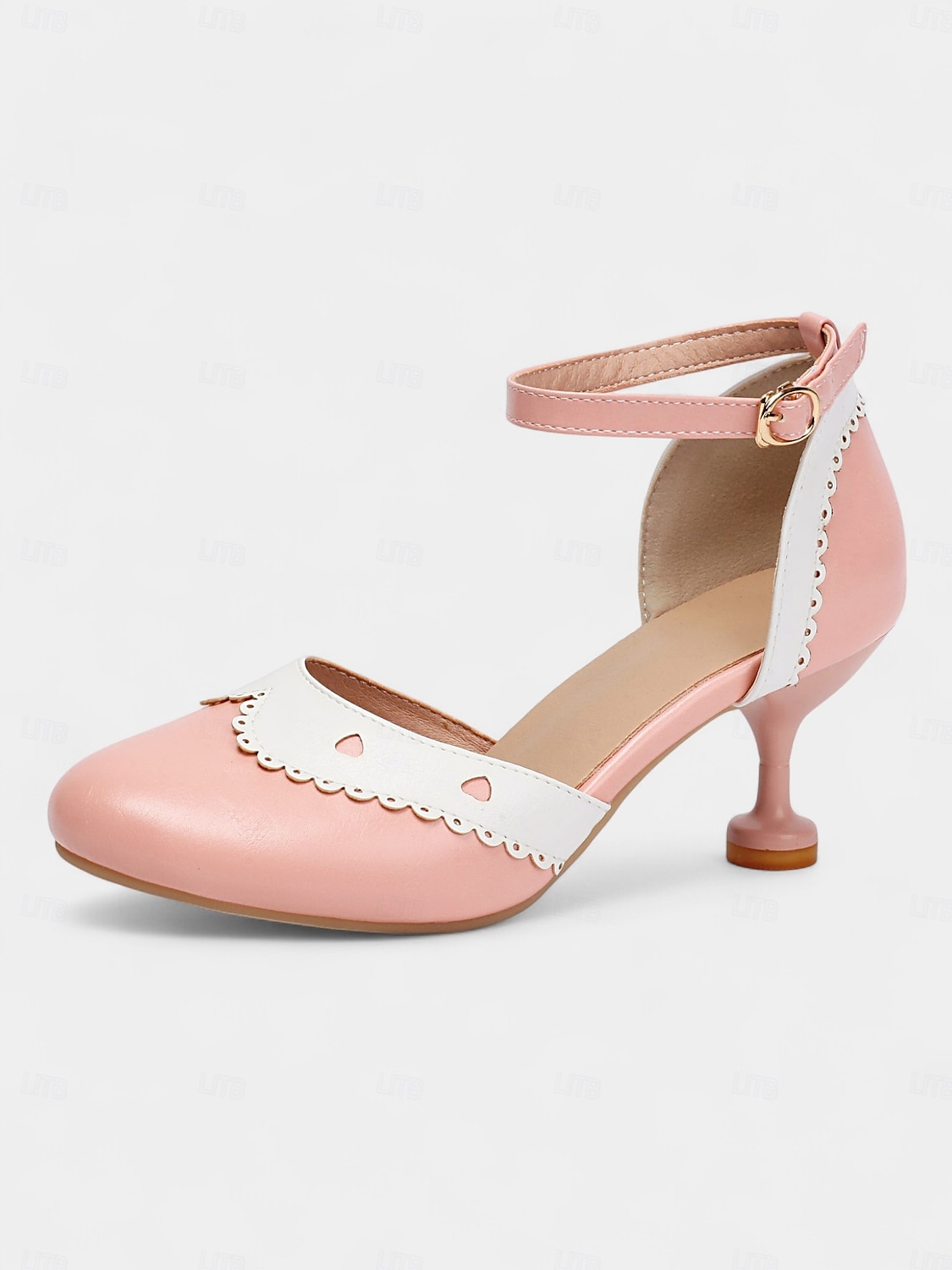 damskie kremowe buty na obcasie typu Mary Jane z lat 50. – falbaniaste buty z paskiem wokół kostki na przyjęcia herbaciane, wesela i codzienną elegancję 2025 - $42.99 –P7