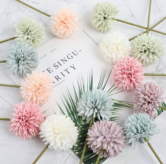 Artificial Chrysanthemum Ball Flowers, Macaron Color Fake Table Tennis Flowers for Wedding Decor, Home Decoration, Desktop Arrangement, Photography Props, Faux Floral Bouquet 2026 - $9.99 –P8