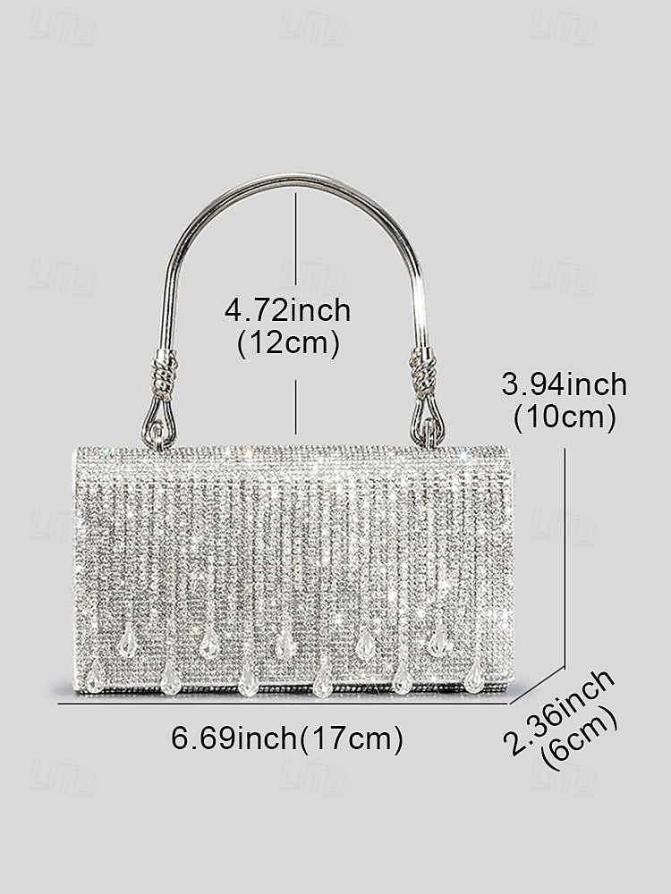 Women's Elegant Crystal Evening Handbag with Silver Chain, Beaded Detail, and High-Quality Zipper, Perfect for Weddings, Parties and Formal Events. 2025 - $42.99 –P12