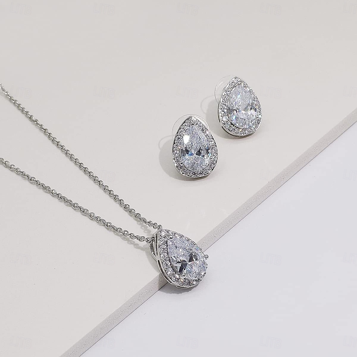 bruidssieradensets 1 set zirkonia oorbellen met strass ketting elegante stijlvolle sieradenset voor bruiloft, feest en speciale gelegenheid 2025 - $32.99 –P5