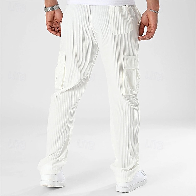 Herren Cordhose Hose Freizeithose Tasche Kordelzug Elastischer Bund Einfach Komfort Sport im Freien Täglich Mode Lässig Schwarz Weiß Mikroelastisch 2025 - $28.99 –P4
