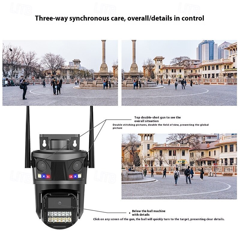 2025年 9MPトリプルレンズ屋外Wi-Fiセキュリティカメラ - 自動追跡、3画面プレビュー、ナイトビジョン、IP66防水機能付きPTZ監視カメラ  コレクション – $101.99 –P3