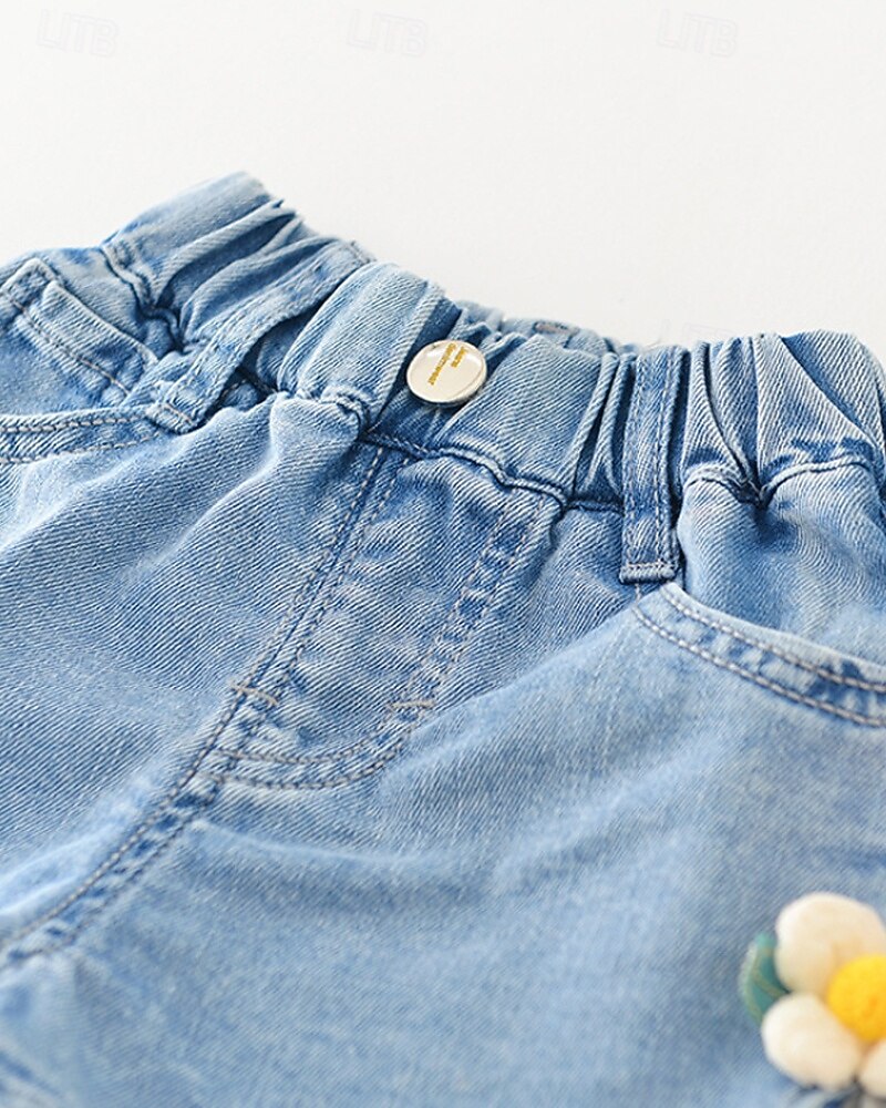 Kids Girls' Shorts Floral Streetwear Patchwork School 4-12 Years Summer Navy Blue Royal Blue Blue 2025 - $11.99 –P3