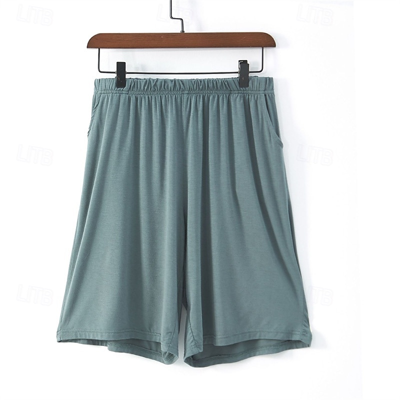 Homens Loungewear shorts de pijama Tecido Moda Clássico Casual Casa Diário De Cama Algodão Conforto Respirável Macio Calção Cintura elástica Verão Preto Rosa de 2025 por $13.49 –P7