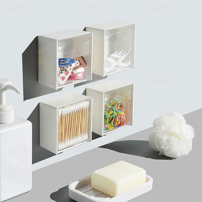 Wall-Mounted Flip Storage Boxes for Bathroom, No-Drill Makeup Organizer for Cotton Swabs, Hair Ties, Lipsticks, Ideal for Vanity, Bathroom, and Living Room 2025 - $5.99 –P4