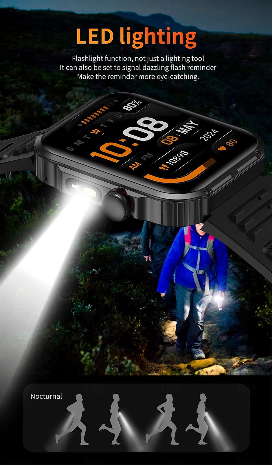 hdt11ultra смарт-часы 2.02" сенсорный экран Bluetooth вызов спортивные смарт-часы с фонариком, шагомером, мультиспортивными режимами, push-уведомлениями, совместимы с android ios 2025 - $31.99 –P14
