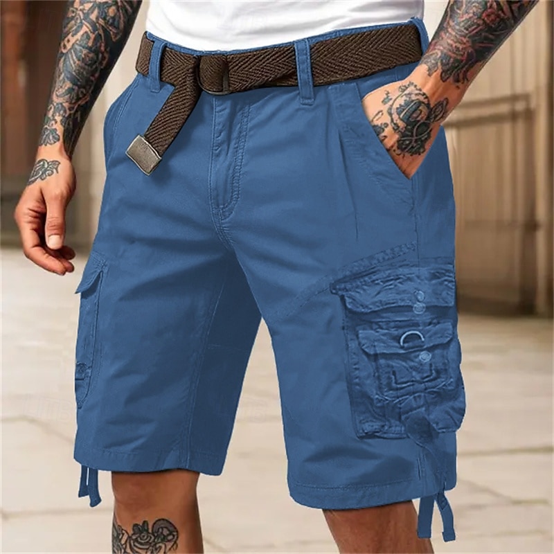 Per uomo Pantaloncini cargo Shorts Pantaloncini Estivi Multi-tasche Tasca con Patta Semplice Comodità Indossabile Lunghezza al ginocchio All'aperto Sport Quotidiano Moda Casual Nero Rosso del 2025 a $22.99 –P1