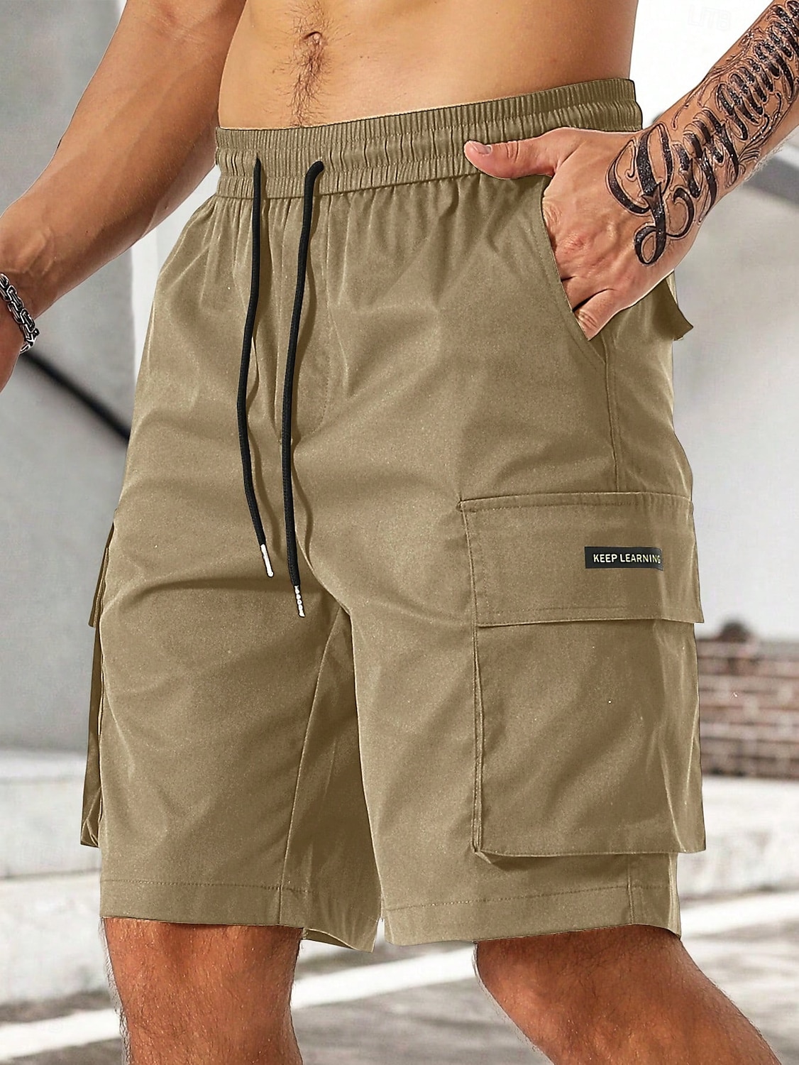 Men's Cargo Shorts Outdoor Shorts Bermuda shorts Running Shorts Casual Shorts Elastic Waist Multi Pocket Straight Leg Plain Breathable Knee Length Outdoor Casual Daily Fashion Streetwear Khaki 2025 - $25.99 –P1
