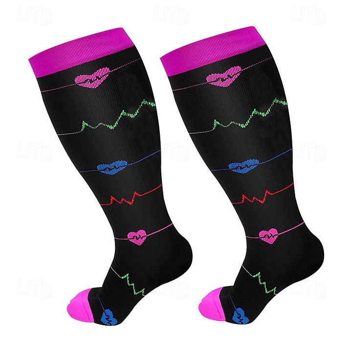 1 paio di calze a compressione graduata, polpaccio largo 15-20 mmHg, calze di supporto alte fino al ginocchio per donna &Calzini circolatori per gambe gonfie, per uomini, per infermieri, per voli, del 2025 a $10.49 –P11