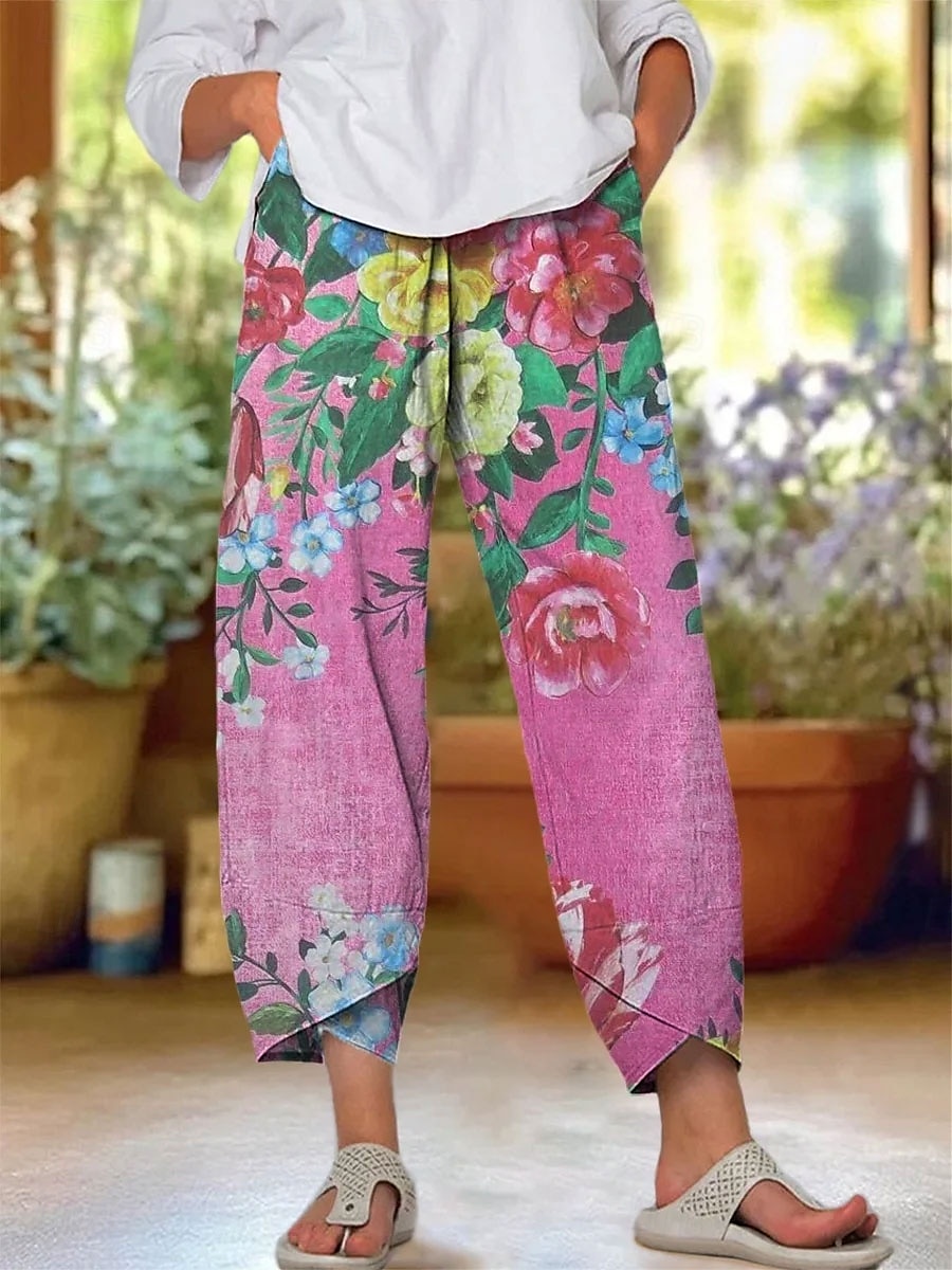 Per donna Chinos Pantaloni Larghi Shorts da Spiaggia Vacanza Vintage Stile Etnico Lunghezza alla caviglia Vita Alta Floreale Grafico Stampa Calore Termico Traspirante Morbido Micro-elastico Formale del 2025 a $20.99 –P2