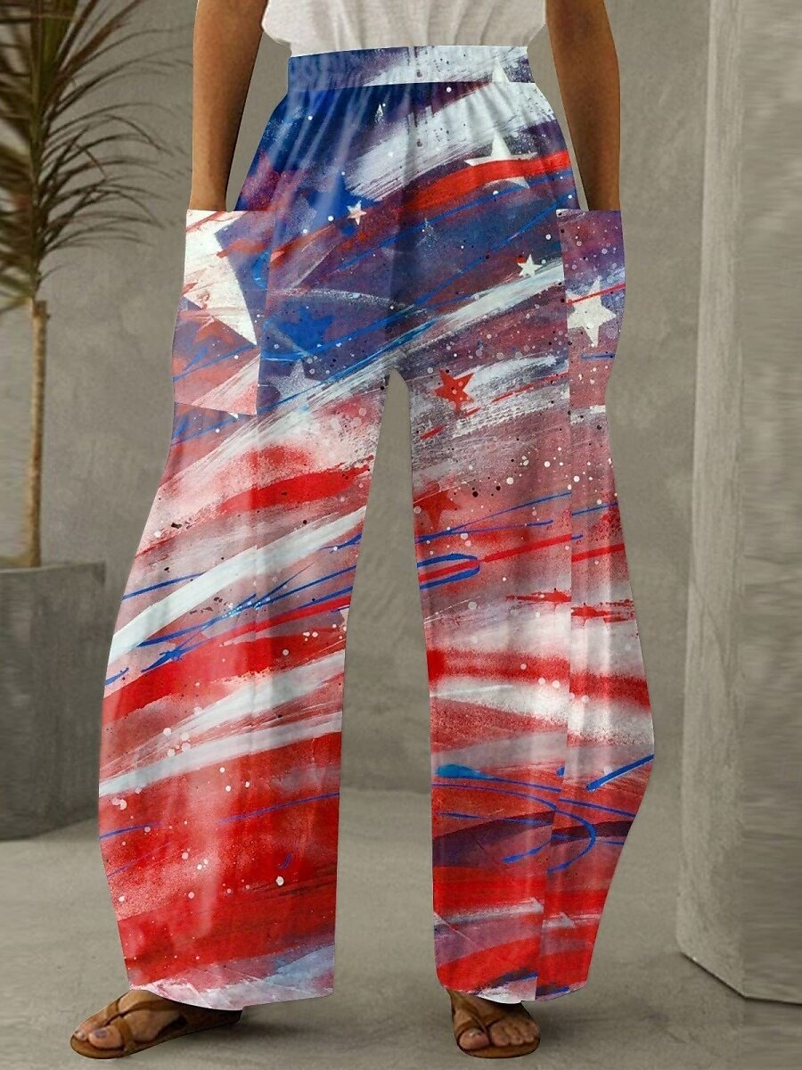 Calças Chino Femininas Largura Total Moda Rua Estilo Casual Cintura Alta Calças Gráfico Bandeira Bolso Cintura Elástica Estampado Confortável Macio Micro-elástico Ao Ar Livre de 2025 por $25.99 –P2