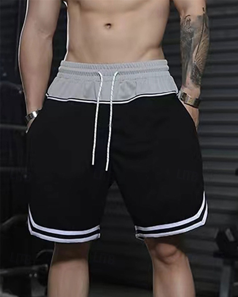 Homens calções atléticos Calção Shorts de basquete Bolsos Com Cordão Cintura elástica Riscas Conforto Respirável Curto Ao ar livre Esportes Clássico Casual Preto Vermelho de 2025 por $15.49 –P8