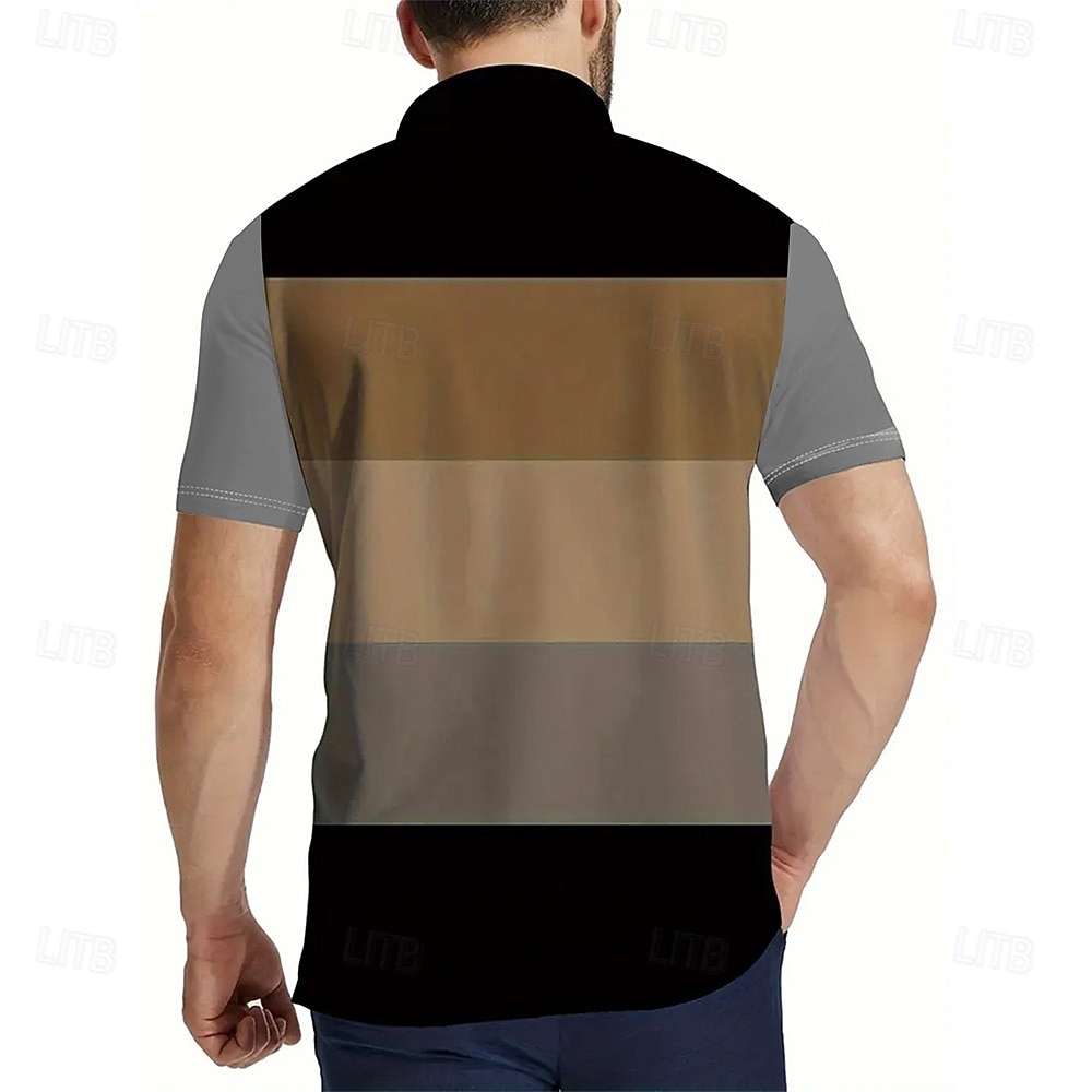 Men's Geometric Polo Short Sleeve Polo Shirts Collared Shirts Business Casual School Outdoor Athleisure Daily Wear 3D Print Summer Spring Fall Purple Brown Gray 2026 - $26.99 –P2