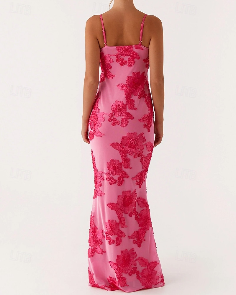 Abiti da ballo a sirena  tromba in rosa caldo abiti corsetto abito formale per nozze lungo fino al pavimento con spalline regolabili scollo a cuore pizzo senza schiena con applicazioni ricamate abito del 2025 a $145.99 –P3