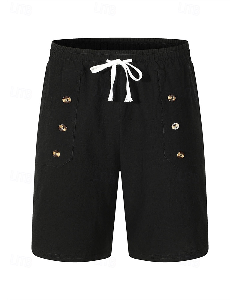 Hombre Pantalón corto Pantalones cortos de lino Pantalones cortos de verano Pantalones cortos de playa Bolsillo Correa Cintura elástica Plano Comodidad Transpirable Corto Vacaciones Festivos Playa 2025 - $22.99 –P13