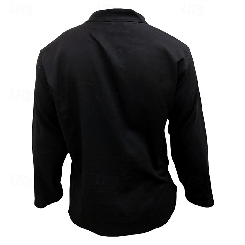 Homme Chemise Chemise d'été Chemise Décontractée Chemise de Plage Chemise Boutonnée Noir Jaune Orange Vert Véronèse Bleu de minuit manche longue Uni Band Collar Vacances Hawaïen Vêtement Tenue de 2025 ? GBP £19 –P11