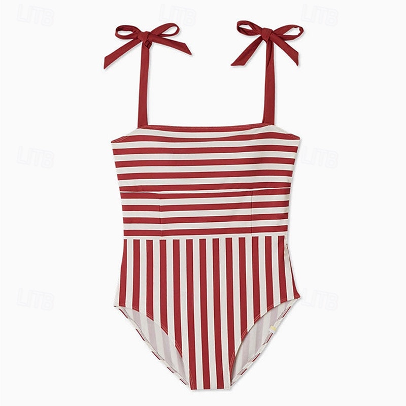 Women's One Piece Swimsuit Open Back Swimwear Floral Swimwear Red Red-White Breathable Quick Dry Sleeveless - Swimming Surfing Snorkeling Summer 2025 - $22.99 –P6