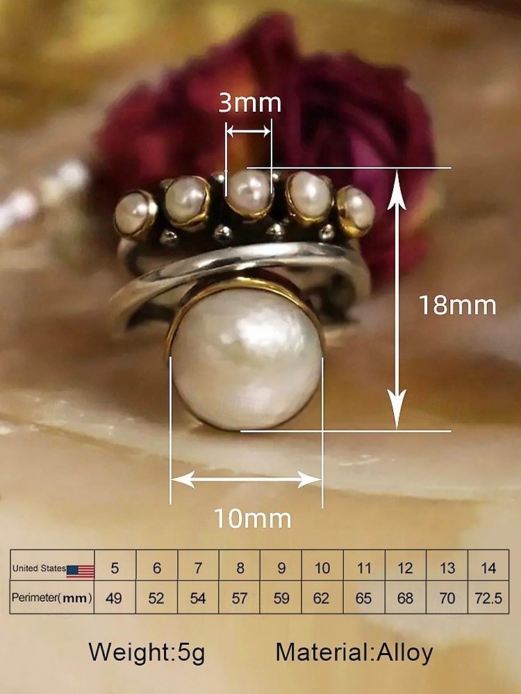 Women's Vintage Pearl Ring - Bohemian Style, Perfect for Casual and Beach Wear 2025 - $11.99 –P6