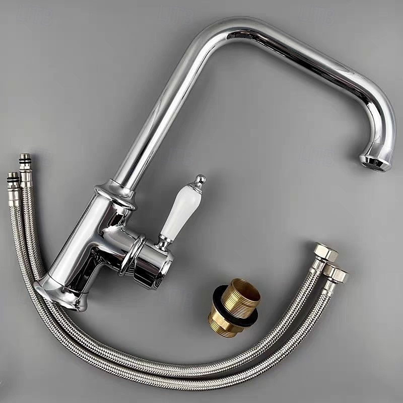 Rubinetto da cucina - Monocomando un foro Galvanizzato Estraibile / Abbassabile Set centrale Retrò Vintage Kitchen Taps del 2025 a $137.99 –P7