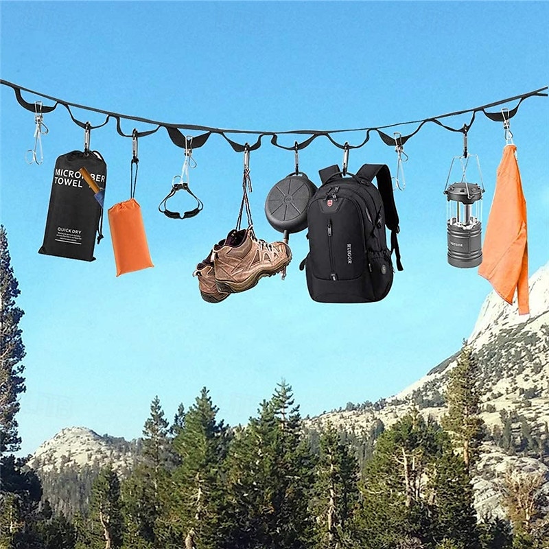 Varal de acampamento ao ar livre, cinto de armazenamento para acampamento, cordão multifuncional para barraca, 19 argolas com fivela de montanhismo de 2025 por $15.99 –P2