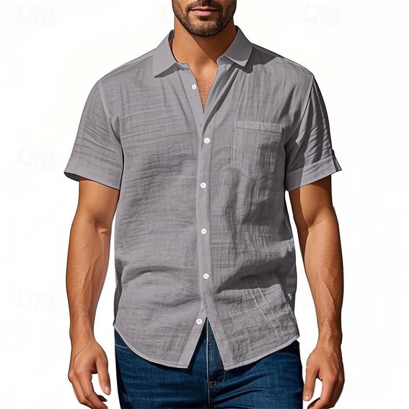Per uomo Camicia Camicia di lino Camicia casual Camicia con Bottoni Camicia di cotone Semplice Vacanza Streetwear Giallo scuro Nero Bianco Blu marino Manica Corta Collo ripiegato Estate Abbigliamento del 2025 a $18.99 –P19