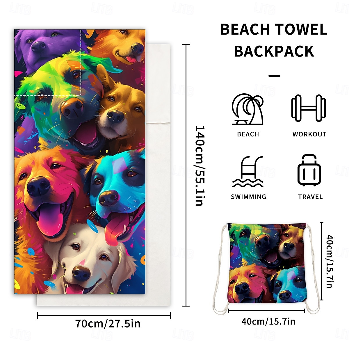 Serviettes de piscine à séchage rapide, serviettes de plage absorbantes 2 en 1, serviettes de camping pliables dans un sac de rangement, pliables, pour piscine, salle de bain, camping de 2025 ? $12.49 –P1