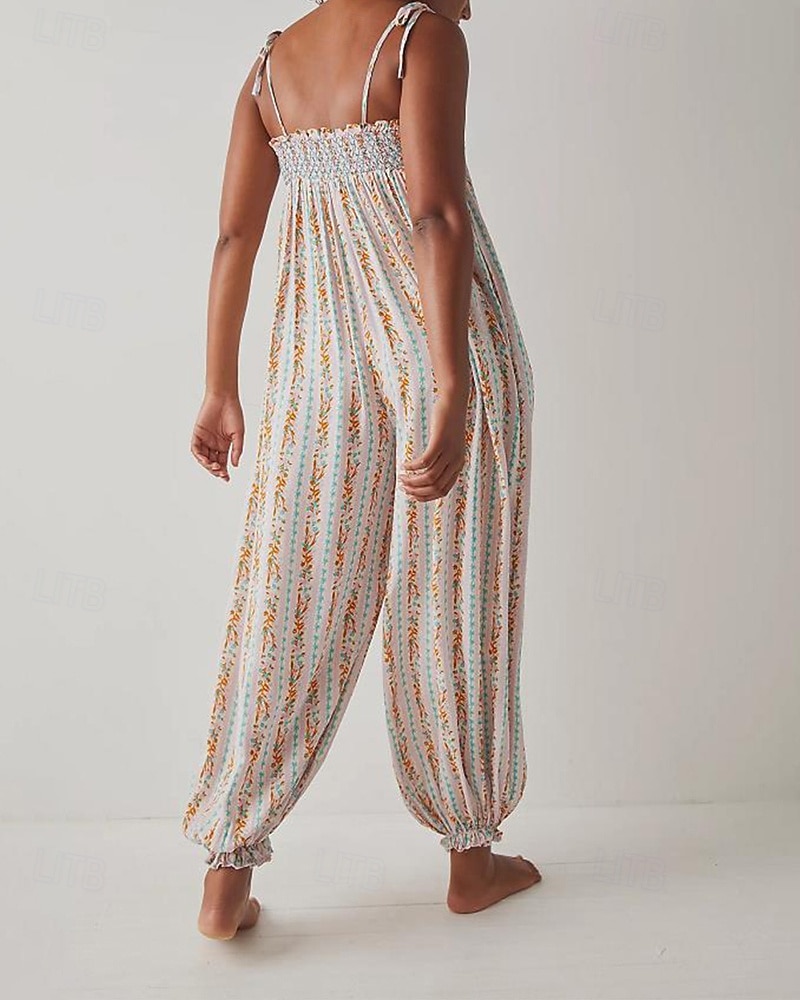 Damen Normal Overall Streetwear Blumen Ärmellos U-Ausschnitt Druck Täglich Wochenende Normale Passform Schwarz Weiß Purpur Sommer 2026 - $31.99 –P18