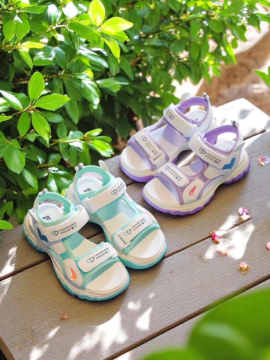 Lilafarbene Sportsandalen für Mädchen mit Herz-Akzenten – rutschfeste Outdoor-Schuhe für Spielplatz und Schulanfangsaktivitäten 2025 - $19.99 –P3