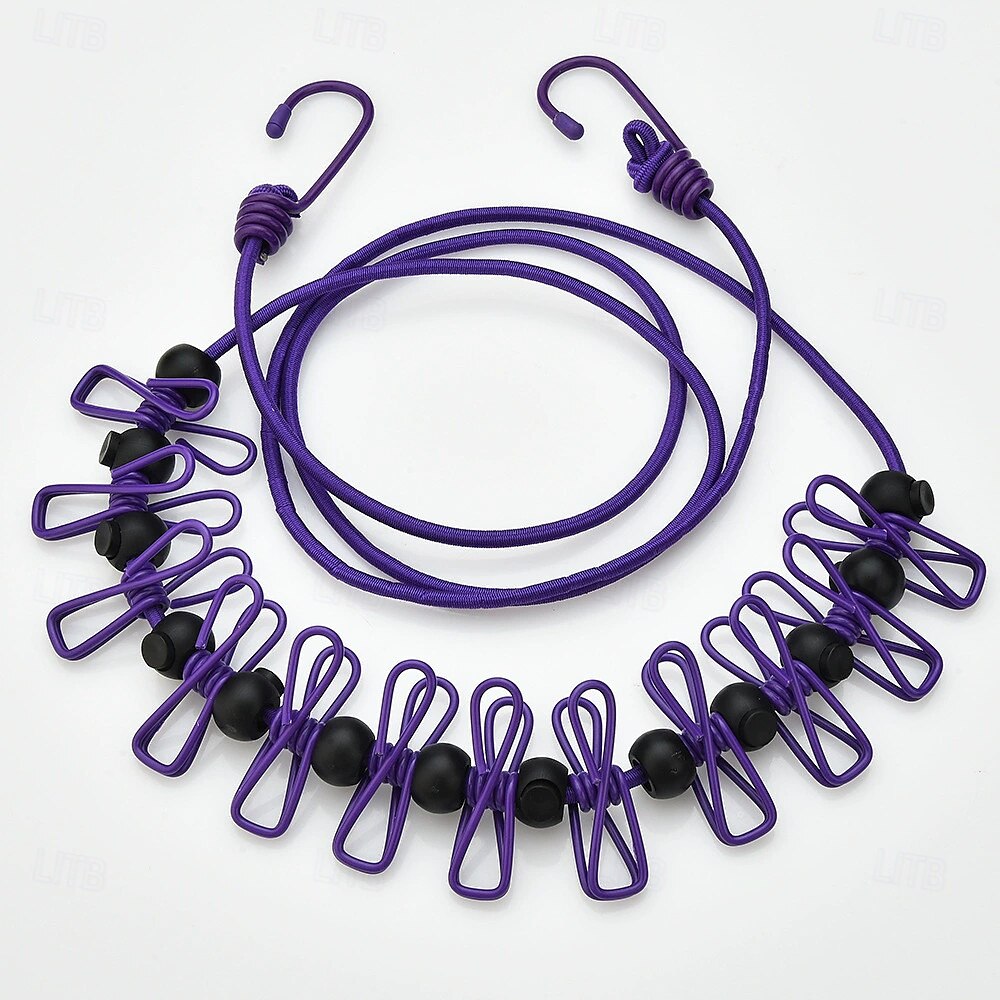 Corde à linge extensible antidérapante pour camping en plein air avec 12 clips, corde à linge extensible de voyage, corde à chaussettes, corde à linge suspendue de 2025 ? $6.99 –P4