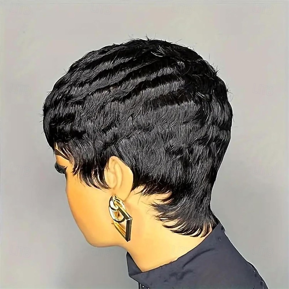 Pixie cut pruik synthetische pruik voor zwarte vrouwen zwarte kleur 2025 - $24.99 –P5