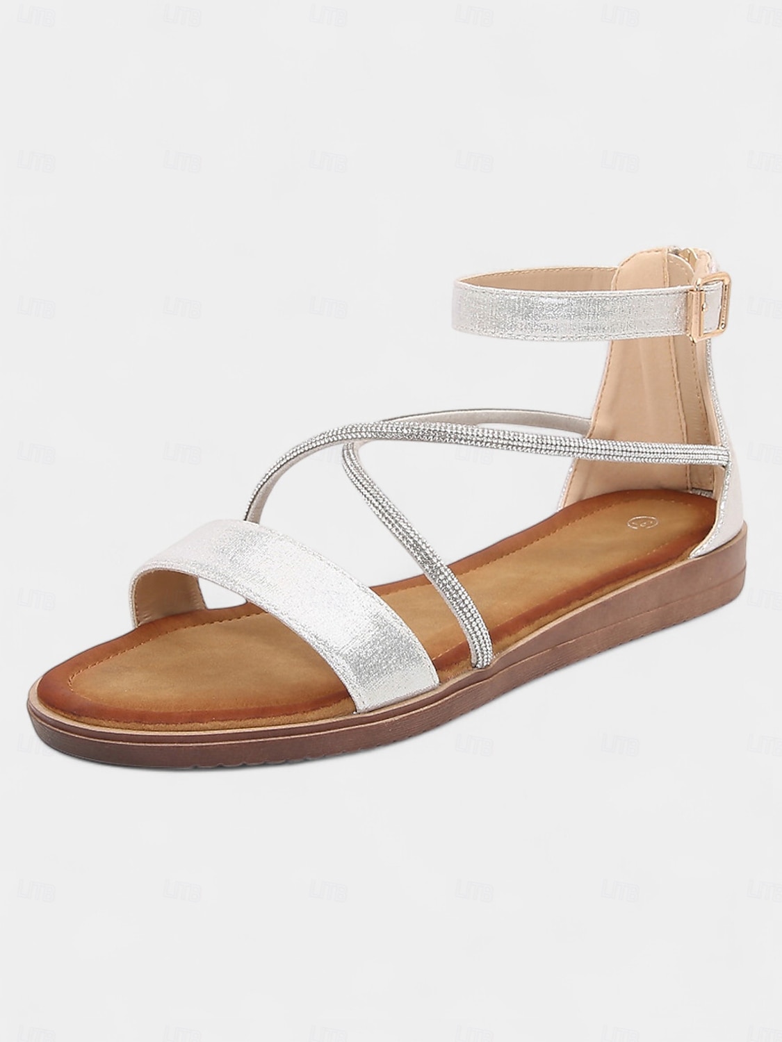 Women's Gold Ankle Strap Flat Sandals with Crisscross Glitter Straps - Stylish and Comfortable Flats for Everyday Dates 2025 - $29.99 –P4