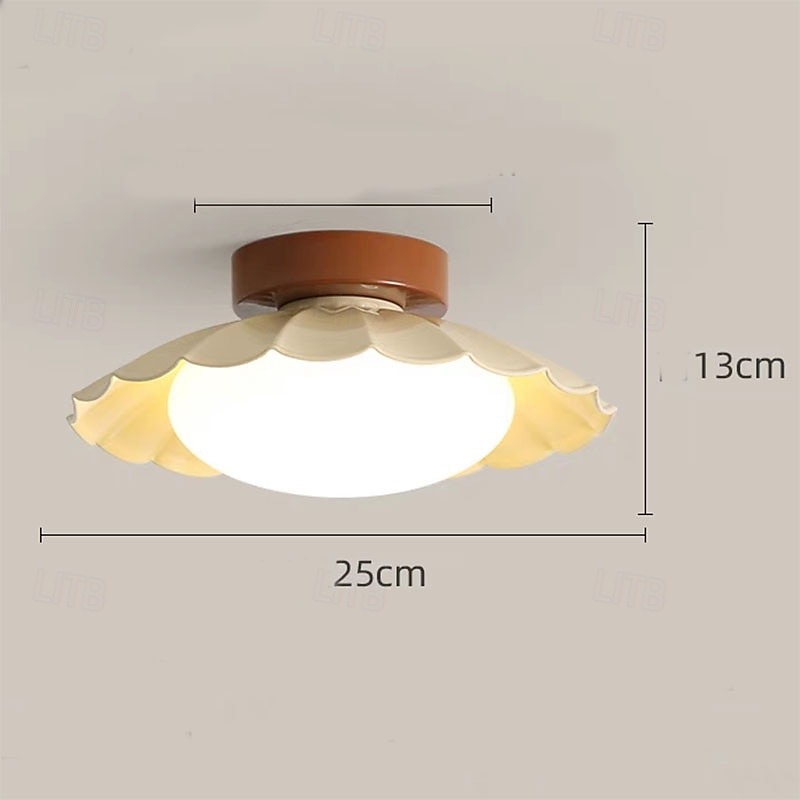 Lámpara de techo moderna para pasillo, pantalla blanca lechosa, pequeña lámpara de techo de metal, madera, estilo granja vintage, cerca del techo, para baño, cocina, pasillo, entrada, 25 cm, 110-240 V 2025 - $128.99 –P4