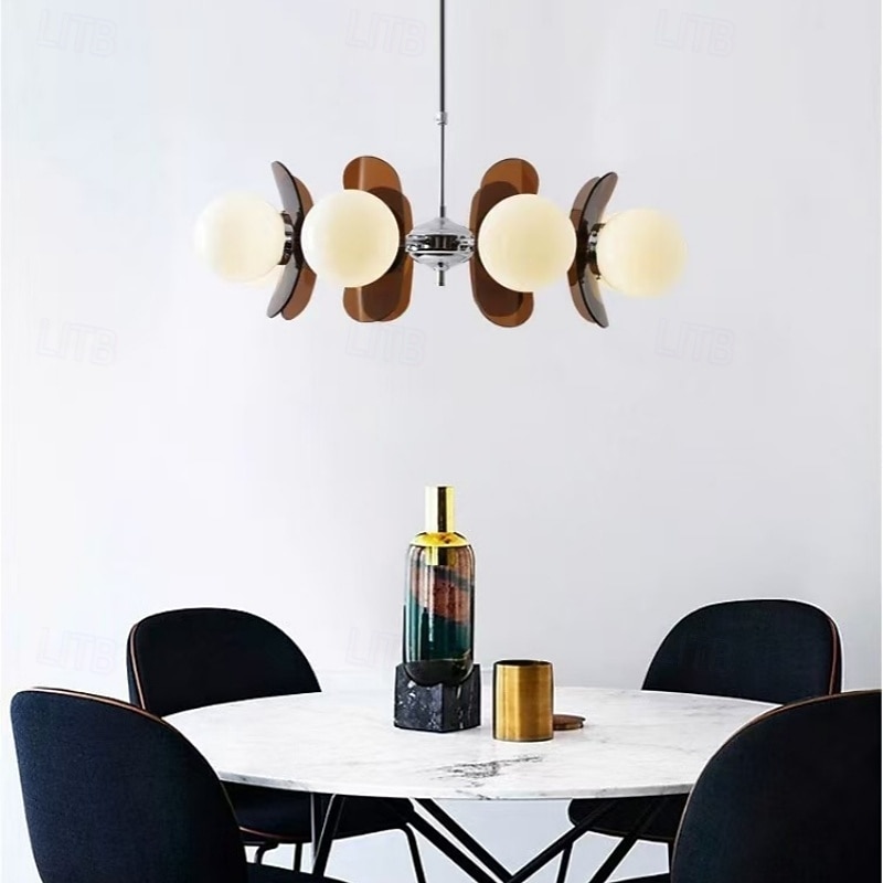 Luminária pendente LED 3/6/8 luzes, estilo moderno de meados do século, E14, lustre grande, globo branco, luminária de teto embutida em latão vintage Sputnik, luminária pendente de ilha de cozinha, de 2025 por $229.99 –P8