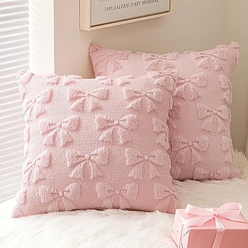 Fløyelsbroderi Rosa dekorative kastputer Deksel 1 stk Myk kvadratisk sofaputepute til soverom stue sofa stol 2025 - $10.99 –P1