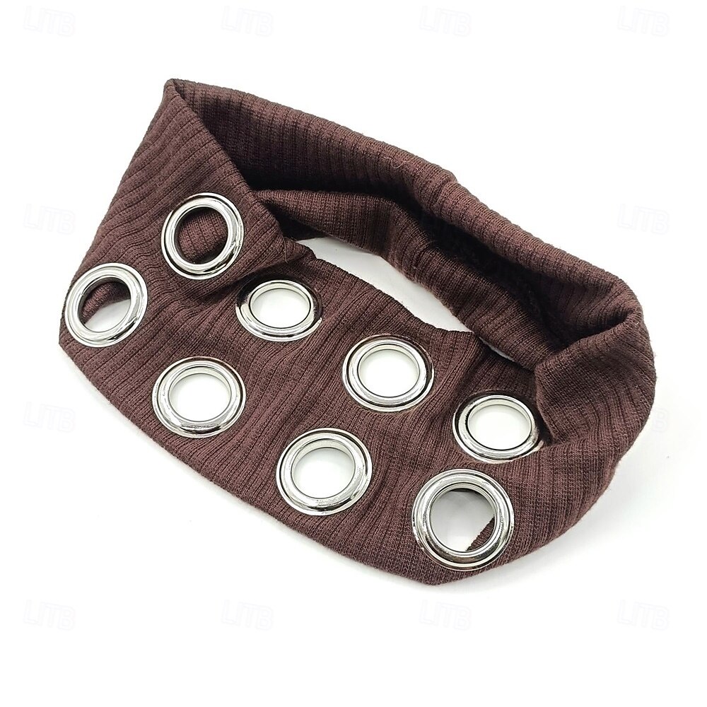 Faixa de cabelo elástica com ilhós vazados para mulheres, estilo punk grunge, faixa de cabelo larga, acessório casual elástico para cabelo de 2025 por $13.99 –P12