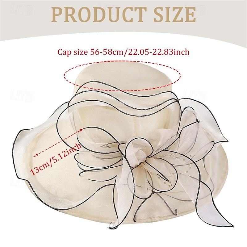 Fascinatorhoeden voor dames, brede organza kerkhoed met kerkelijke rand, elegante vintage modieuze pet voor bruiloft, fascinator, cocktailparty, beige, fascinatorshoeden voor dames thee, hoofd 2026 - $25.99 –P7