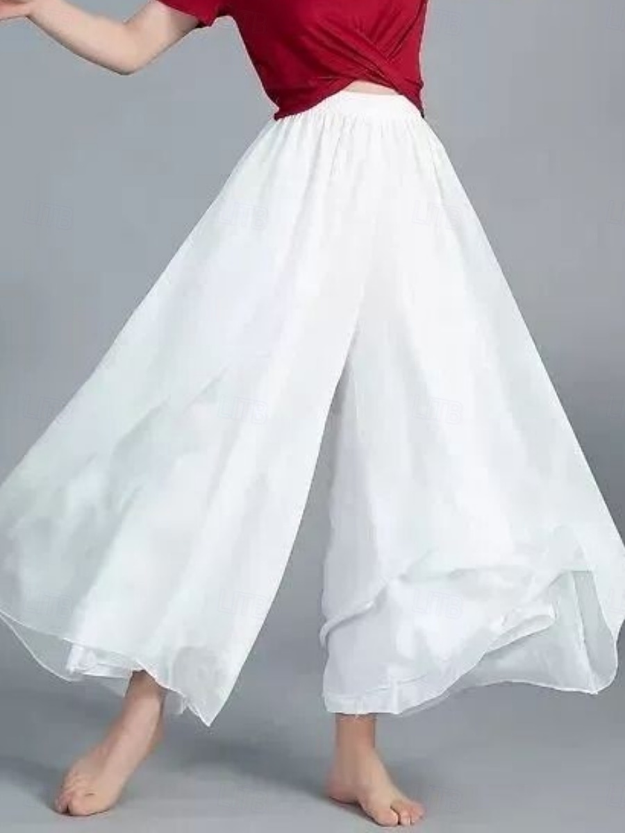 Mujer Perneras anchas Chinos Activo Estilo clásico Longitud total Alta cintura Plano Cintura elástica Confortable Suave Cómodo Microelástico Exterior Vacaciones Calle Negro Blanco Verano Ajuste 2025 - $19.99 –P4
