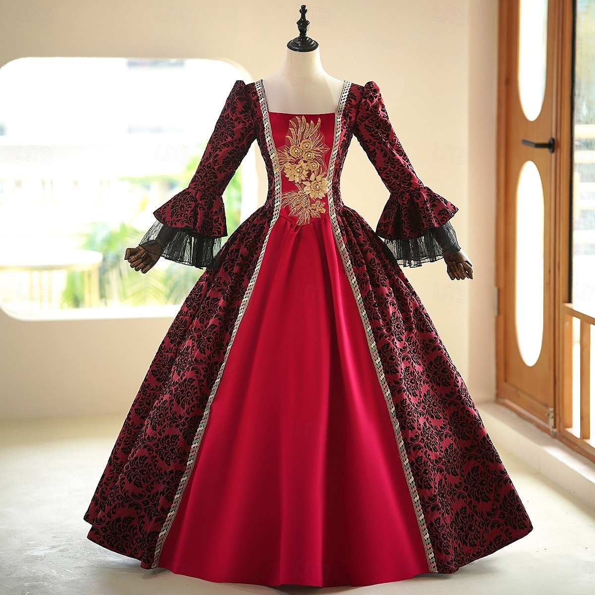 ancien Rococo Renaissance Maxi Robe Normal Juliette Princesse Mariée Plissé Volanté Princesse Col rond Déguisement Femmes Halloween Carnaval Mascarade Soirée Halloween Performance Adultes de 2026 ? $204.69 –P5