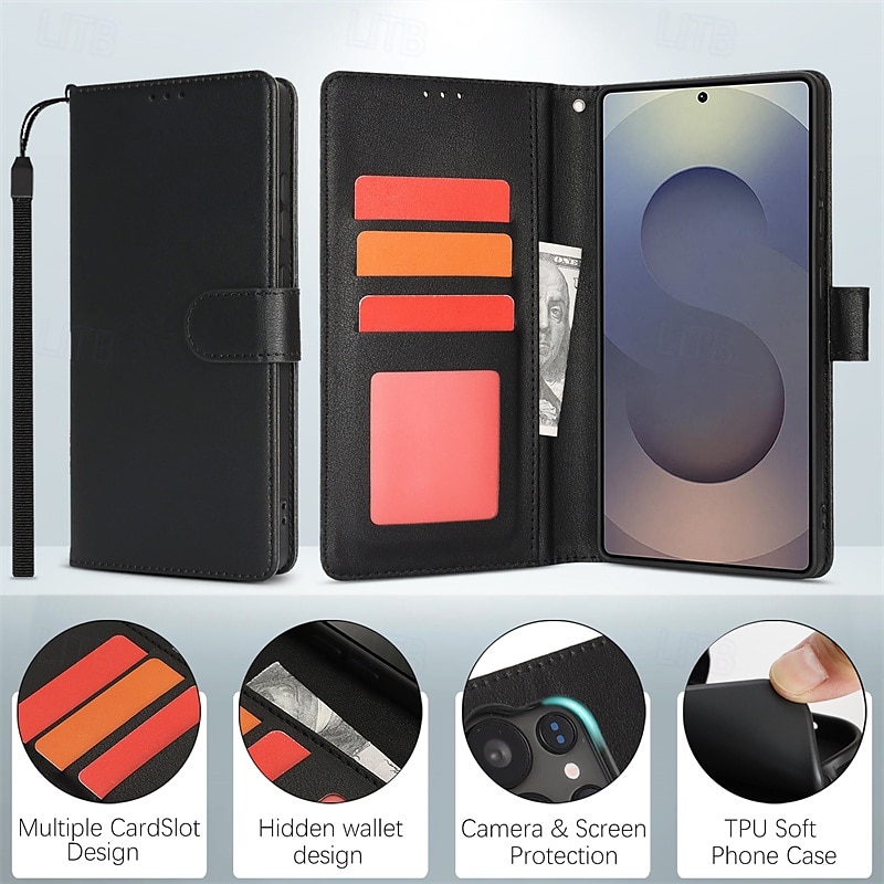 Кошелек Чехол для Samsung Galaxy S25/S25 Plus/Ultra/S24 Ultra/Plus/S23 Ultra/A55/A35/A25/A15 5G – Карман для карт RFID Блок Ударопрочный Подставка Ремешок на запястье 2025 - $19.99 –P6