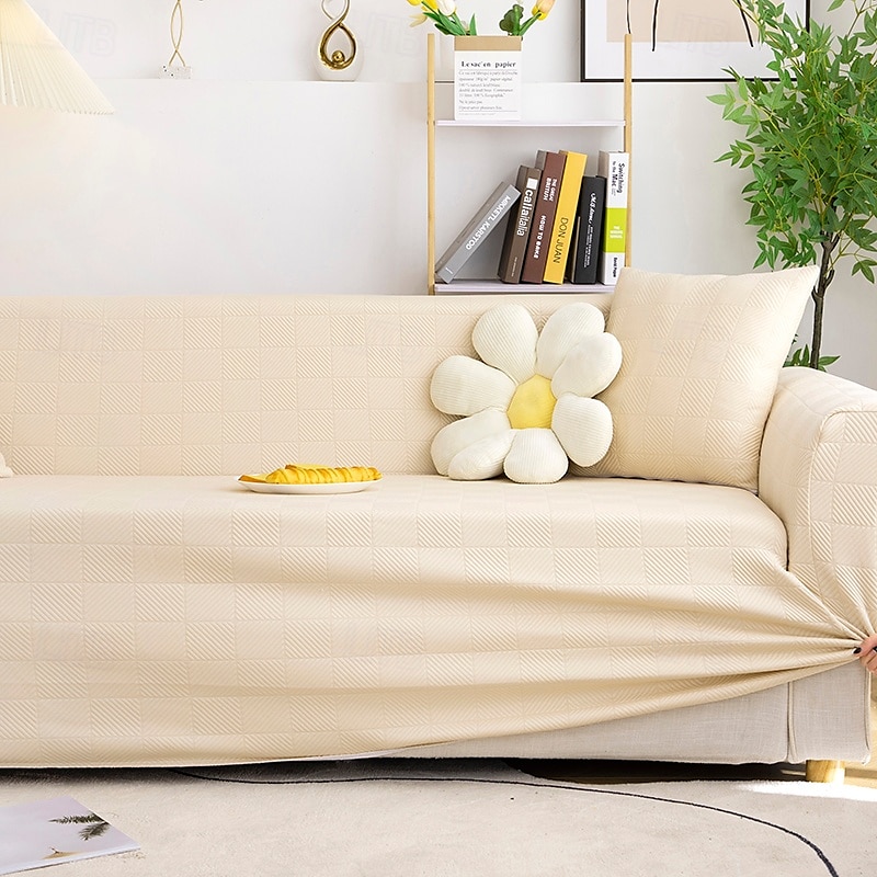 Stretch Sofa Cover Slipcover Elastic Sectional Couch Armchair Loveseat 4 or 3 seater L shape Jacquard Grey Water Repellent Plain Solid Soft Durable Washable 2025 - $45.99 –P3