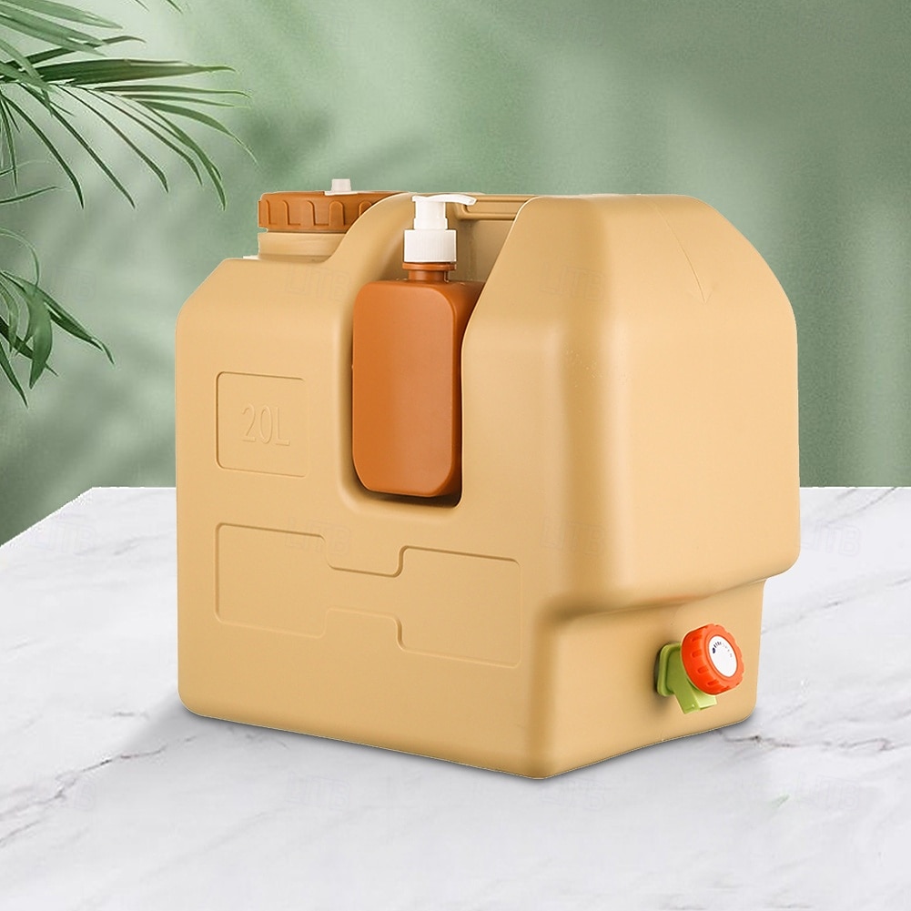 Bidon d'eau de camping portable de 5,28 gallons avec robinet &Distributeur de savon amovible - PE de qualité alimentaire sans BPA, robinet à débit réglable, large ouverture, conception durable pour le de 2025 ? $78.99 –P2