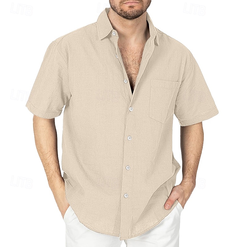 Voor heren Overhemd Linnen overhemd Zomer overhemd Strand Kleding Overhemd met knopen Overhemden zonder broek Vakantie Casual Zwart Wit Marineblauw Hemelsblauw Korte Mouw Strijkijzer Zomer Lente zomer 2025 - $21.99 –P2