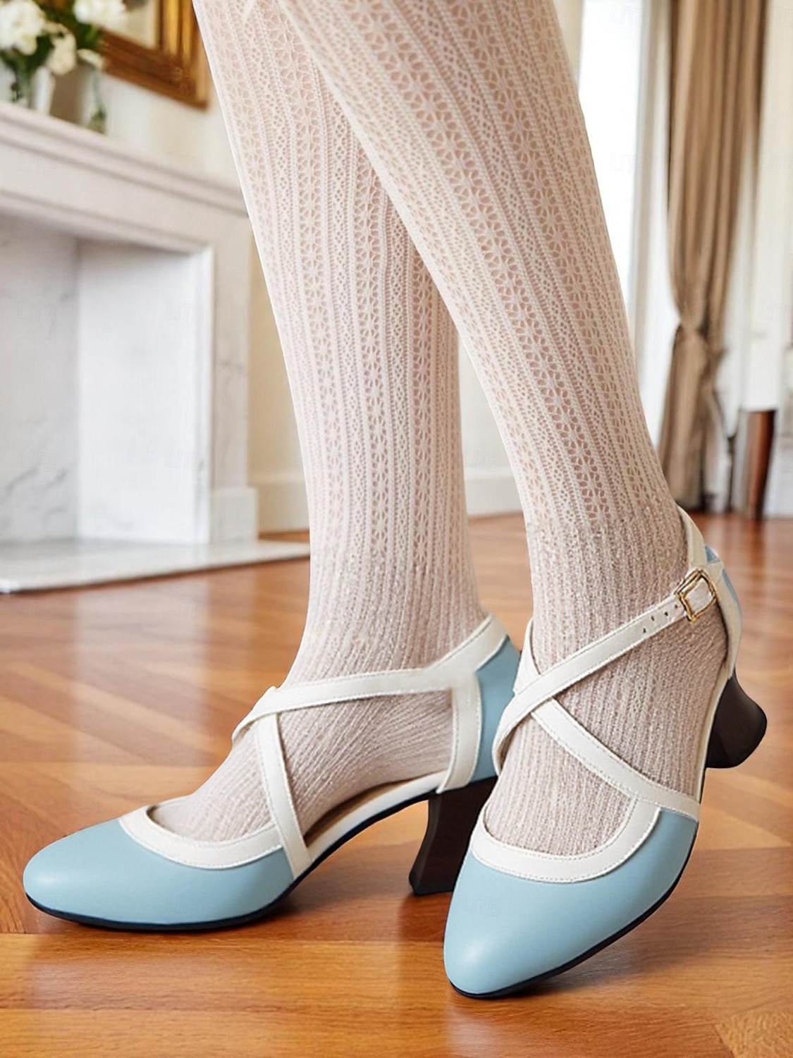 Women's Light Blue 1920s Vintage Gatsby Crisscross Strap Heels-Retro Style Faux Leather Pumps with Flared Heels for Office, Parties & Inspired Looks 2026 - $54.99 –P2