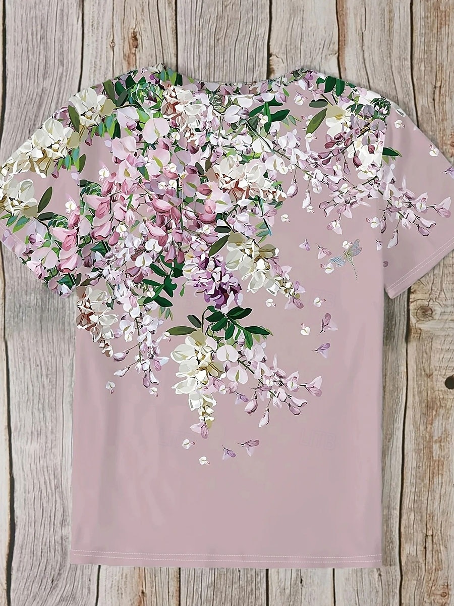 Pentru femei Tricou Floral Grafic Plante Epocă Stilat Clasic Manșon scurt Stil Nautic Topuri obișnuite Zilnic Sfârșit de săptămână Imprimeu Roz Îmbujorat Vară 2025 - GBP £18 –P2