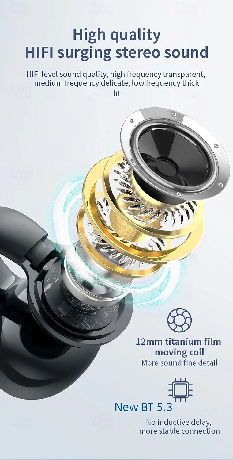 YX09 Open-Ear Wireless Earbuds Bluetooth 5.3 – Ultra-Light Clip-On Headphones with Mic, Low Latency, Waterproof, for Running, Gaming, Phone Calls 2025 - $22.99 –P6