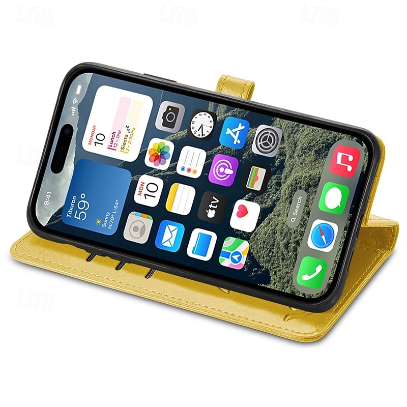 2025年 電話 ケース 用途 Apple AirTag iPhone 16 Pro Max プラス iPhone 15 14 Pro Max Plus iPhone 14 13 12 Pro Max Plus ウォレットカードケース フリップカバー リストストラップ付き 耐衝撃 猫 犬 TPU PUレザー  コレクション – €14.57 –P6
