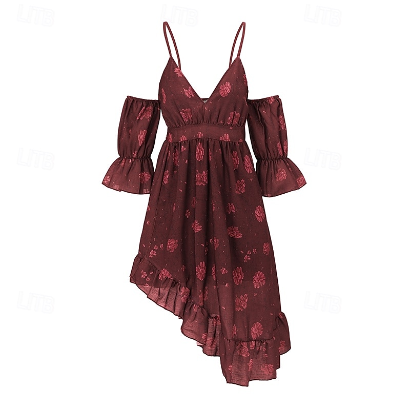 Per donna Mini Abito Abito Floreale Abito Boho Abito Stampato Abito occidentale Classico Moderno All'aperto Vacanza Ferie Vestibilità regolare Fiore Manica Corta Scollo a V Vino Estate del 2025 a $33.99 –P1